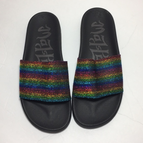 rainbow glitter slides